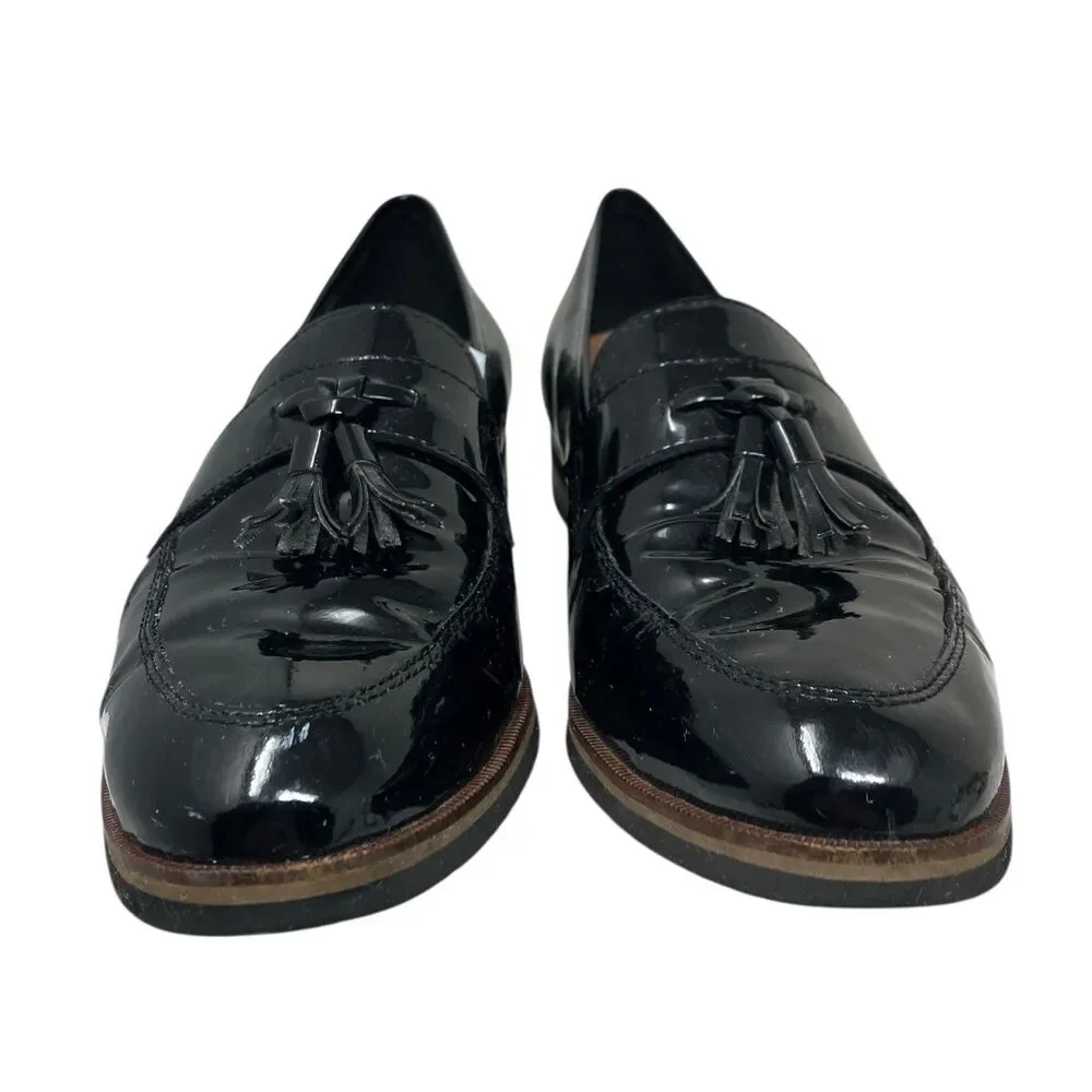 Mephisto Black Patent Leather Tassel Luxe Euro Preppy Loafers Comfort Womens 10‎